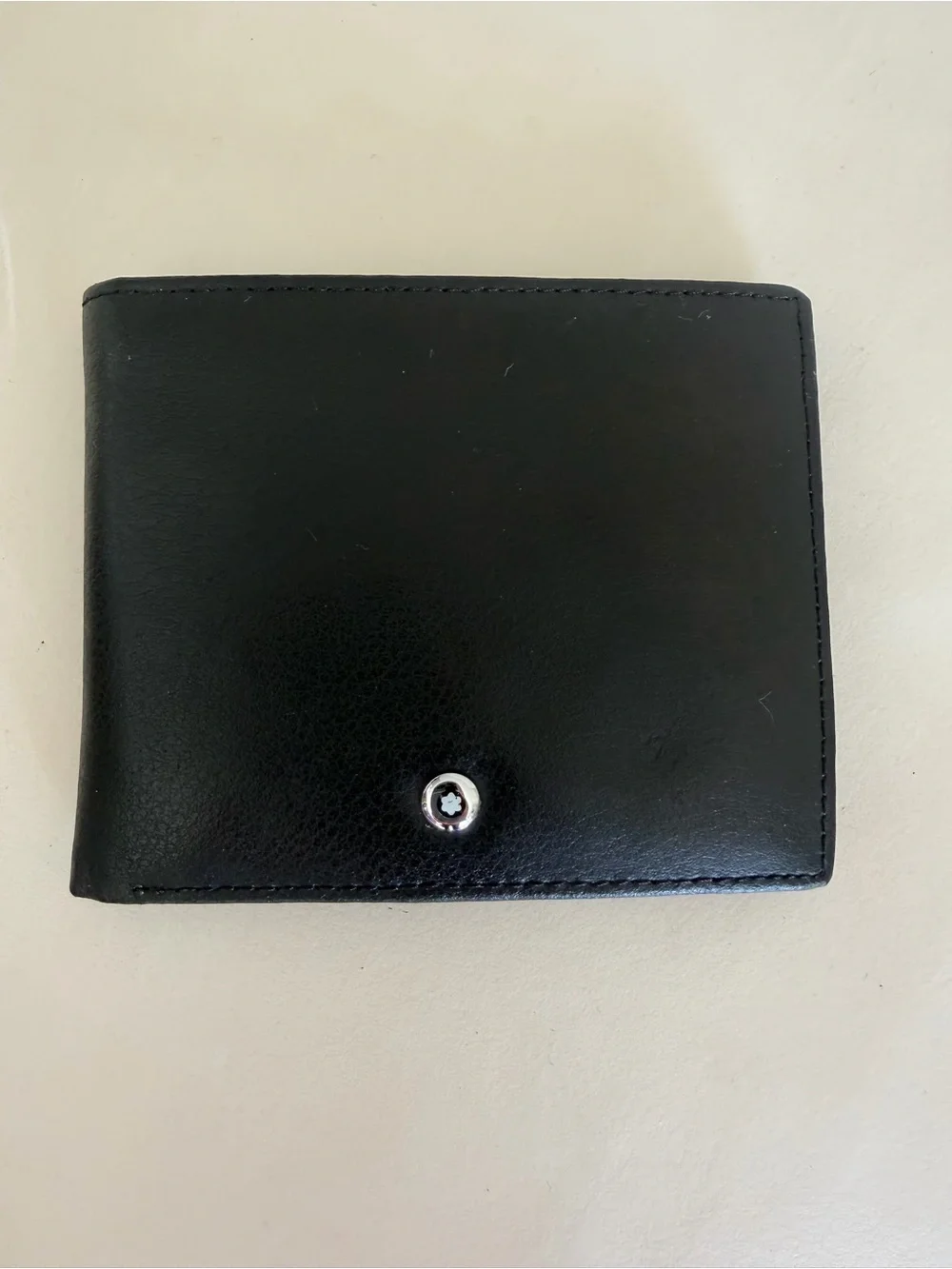 Montblanc Black Leather Bifold Wallet with Metal Emblem